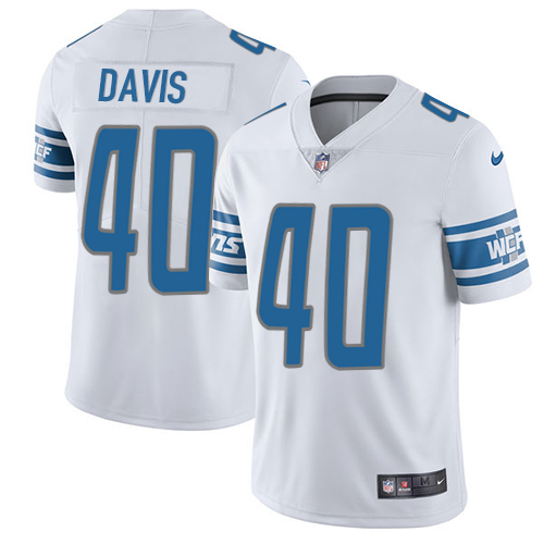Nike Lions #40 Jarrad Davis White Men's Stitched NFL Vapor Untouchable Limited Jersey - Click Image to Close